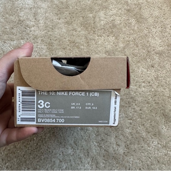 Nike Infant Off-White X Air Force 1 Low CB 'VOLT' Size: 3C - Picture 6 of 10